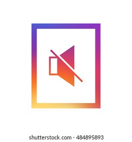 Mute sound logo vector, clip art. Also useful as icon, web UI element, symbol, graphic image, silhouette and illustration. Compatible with ai, cdr, jpg, png, svg, pdf, ico and eps.