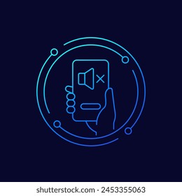 mute, sound off icon, silent mode linear design