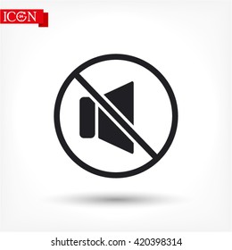 Mute sound Vector icon 10 EPS