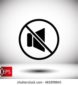 Mute sound Vector icon 10 EPS
