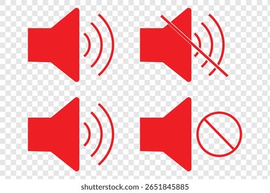 Stummlautsprechersymbol für Audiosteuerung, Soundverwaltung. Vektorisolierter Lautstärkesymbolsatz. 10 EPS