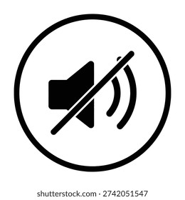 Mute speaker icon in circle with diagonal line