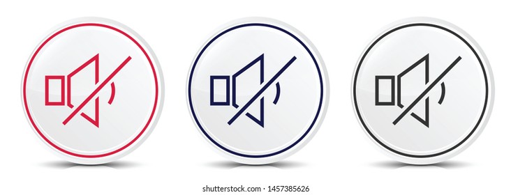 Mute speaker icon crystal flat round button set illustration design isolated on white background