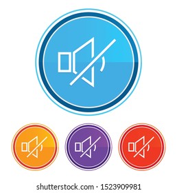 Mute speaker icon flat design round buttons set illustration design isolated on white background