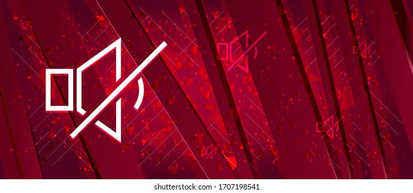 Mute speaker icon isolated on Abstract design bright red banner background