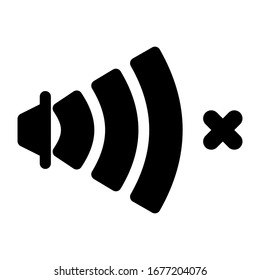 Icono de silenciar altavoz con estilo glifo. Ilustración gráfica vectorial. Adecuado para diseño de sitios web, logotipo, aplicación, plantilla y ui