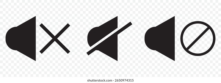 mute speaker icon set. mute speaker. Sound volume icons set with different signal levels on Transparent Background. EPS 10.