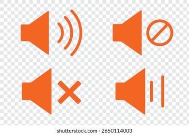 Desativar Mudo do design de arte vetorial de ícone de alto-falante. Ícone Som. Sinal de mudo do volume. Conjunto de vetores de volume de mudo de alto-falante de áudio. Design vetorial do ícone do alto-falante.