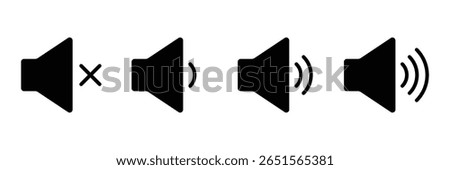 Mute Speaker Icon vector art design. Sound icon. Volume mute sign. Audio speaker mute volume vector set. Speaker icon vector design. Sound icon, volume symbol, speaker sign, audio control  set. 