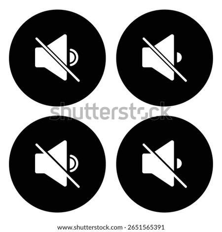 Mute Speaker Icon vector art design. Sound icon. Volume mute sign. Audio speaker mute volume vector set. Speaker icon vector design. Sound icon, volume symbol, speaker sign, audio control  set. 