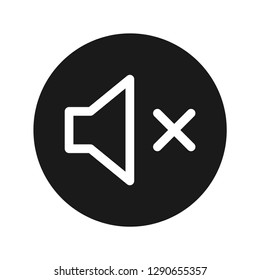 Mute speaker icon vector illustration design isolated on flat black round button