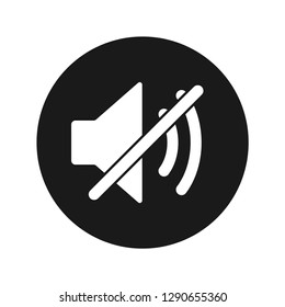 Mute speaker icon vector illustration design isolated on flat black round button