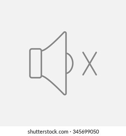 Mute speaker line icon for web, mobile and infographics. Vector dark grey icon isolated on light grey background.