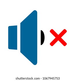 Mute speaker sign icon. NO sound symbol - mute audio music