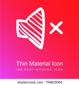 Mute speaker sketch red and pink gradient material white icon minimal design