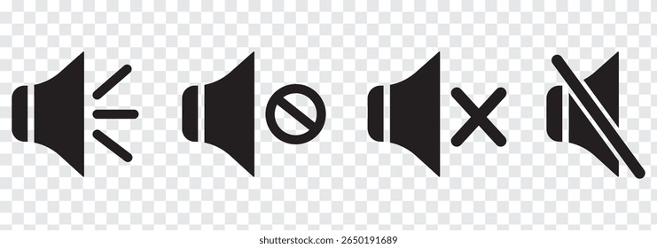 Ativar e desativar o som da coleção de conjunto de vetores de ícone. Vetor de Ícone de Som Ativado e Desativado. Vetor de ícone de alto-falante. Ícone do volume de som. Eps 10