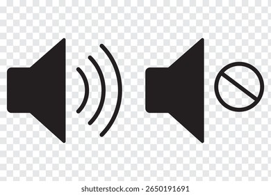 Mute speaker, sound on and off icon vector set collection. Sound On and Off Icon Vector. Speaker icon vector. Sound volume icon. Eps 10