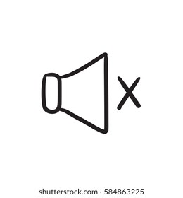 Mute speaker vector sketch icon isolated on background. Hand drawn Mute speaker icon. Mute speaker sketch icon for infographic, website or app.
