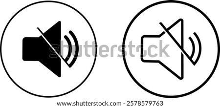 Mute speaker volume button icon vector. Speaker icon set with ring. Speakers with different sound level

