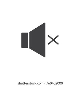 Mute speaker volume icon vector, filled flat sign, solid pictogram isolated on white. Sound off symbol, logo illustration.