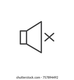 Mute speaker volume line icon, outline vector sign, linear style pictogram isolated on white. Sound off symbol, logo illustration. Editable stroke