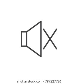 Mute speaker volume line icon, outline vector sign, linear style pictogram isolated on white. Sound off symbol, logo illustration. Editable stroke