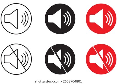 Mute speaker volume off audio silence icon. Mute sound icon vector set. speaker icon set. sound level. silent signs. Volume symbol. EPS 10