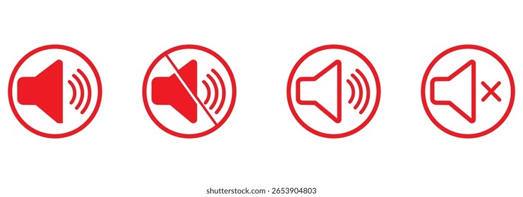 Mute speaker volume off audio silence icon. Mute sound icon vector set. speaker icon set. sound level. silent signs. Volume symbol. EPS 10