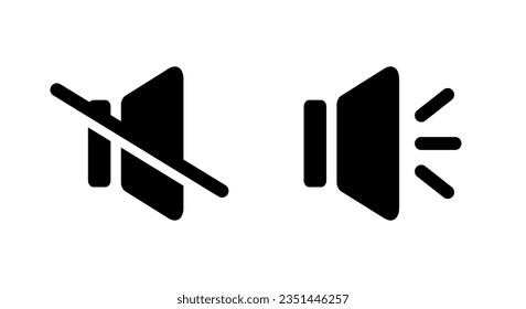 Mute Lautsprecher und Lautstärkeregler Symbol Vektorgrafik. Symbol für Audio-Aus-Zeichen