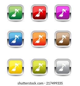 Mute Square Vector Blue Web Icon Set Button