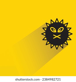 mute sun emoji with shadow on yellow background