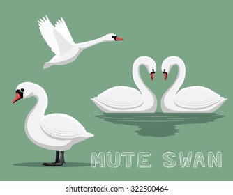 Mute Swan Cartoon Vector Illustration