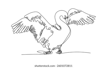 Mute swan,  continuous one line drawing, vector design