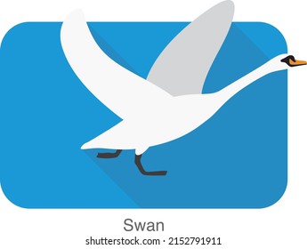 Diseño de iconos planos de cisne silencioso, ilustración vectorial de dibujos animados