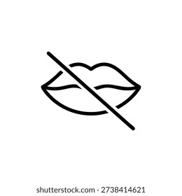 Mute symbol black and white vector icon silent lips crossed out communication disability sign