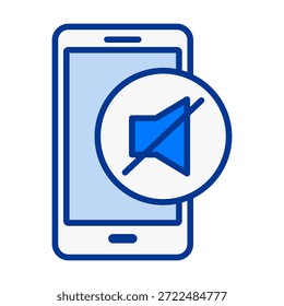 Mute symbol on a smartphone, suitable for silence mode, quiet settings, notification control, and distraction free environments.