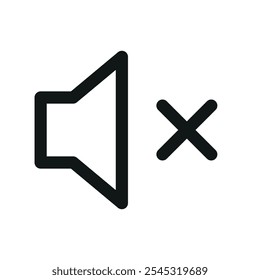 Mute UI icon, volume stop simple line user interface vector symbol