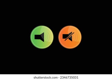 Silenciar y desactivar iconos vectoriales planos del micrófono de audio 