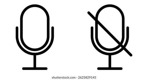 Mute and unmute audio microphone flat vector icons for video apps and websites