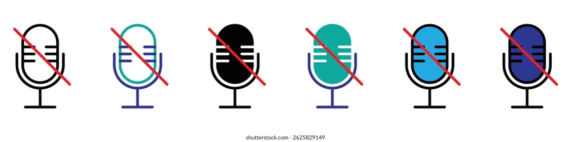 Mute and unmute audio microphone flat vector icons for video apps and websites