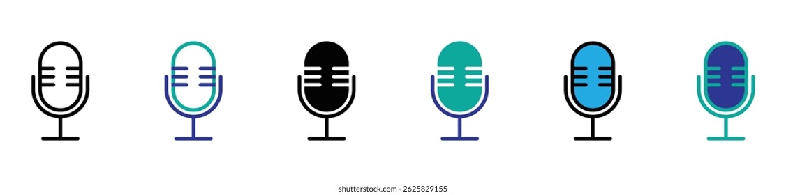 Mute and unmute audio microphone flat vector icons for video apps and websites