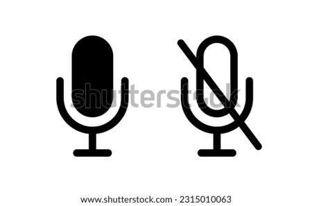 Mute and unmute audio microphone flat vector icons for video apps and websites. Vector 10 eps.