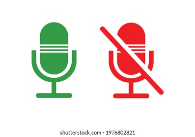 Mute and unmute audio microphone  vector icons for video apps and websids eps. 