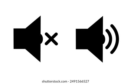 mute and unmute icon vector with simple design. sound and silence icon