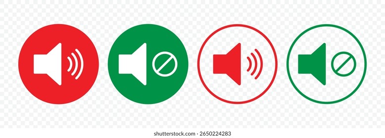 Mute and unmute volume sound. Speaker Set Icon. Noise icon, speaker icon. Sound symbol. Audio control icon set. Vector Illustration