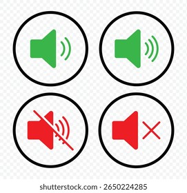 Mute and unmute volume sound. Speaker Set Icon. Noise icon, speaker icon. Sound symbol. Audio control icon set. Vector Illustration