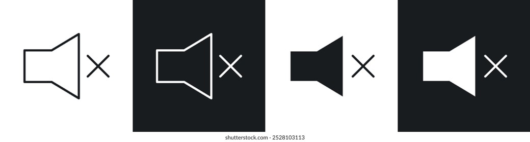 Conjunto de iconos de Vector mudo en blanco y negro