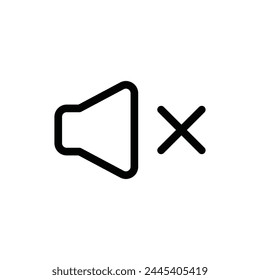 Mute vector icon. Sound off flat sign design. No sound symbol pictogram. Silent mode icon. Mute sign. Audio speaker sign. UX UI icon