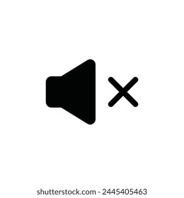 Mute vector icon. Sound off flat sign design. No sound symbol pictogram. Silent mode icon. Mute sign. Audio speaker sign. UX UI icon