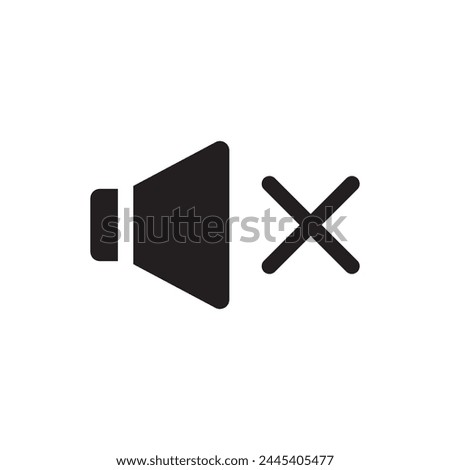 Mute vector icon. Sound off flat sign design. No sound symbol pictogram. Silent mode icon. Mute sign. Audio speaker sign. UX UI icon